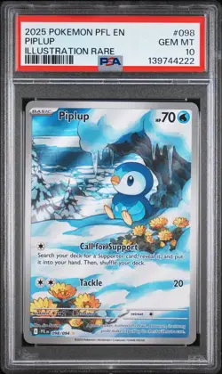 2025 POKEMON PEL EN PIPLUP ILLUSTRATION RARE 098/094 PSA10 - Image 1
