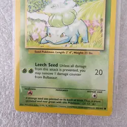 1999 POKEMON BULBASAUR 44/102 TRADING CARD - Image 3