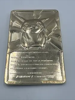 1999 Pokemon Burger King 23K Gold Plated Pikachu Card - Image 2