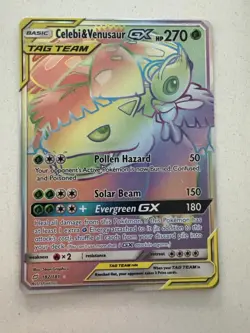 Pokemon GX Tag Team Celebi Venusaur Card Full Art Holo Rare 182/181 - Image 1