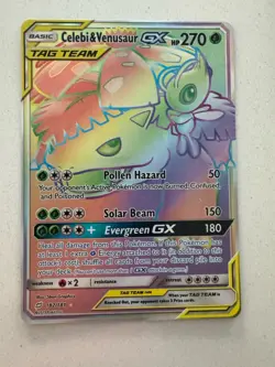 Pokemon GX Tag Team Celebi Venusaur Card Full Art Holo Rare 182/181 - Image 2