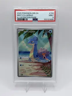 2025 POKEMON DRI EN-DESTINED RIVALS ILLUSTRATION RARE #194 MISTY'S LAPRAS PSA 9 - Image 1