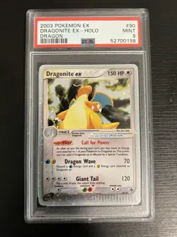 2003 Pokemon EX Dragonite Holo Rare Card 90/97 PSA 9 Mint Condition - Image 1