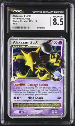 CGC 8.5 NM/MINT+ Alakazam 4 LV.X 103/111 Rising Rivals Holo Pokemon Card - Image 1