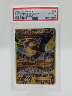 2015 Pokemon XY FA/Primal Kyogre EX (Shiny Full Art) Ancient Origins Holo PSA 8 - Image 1