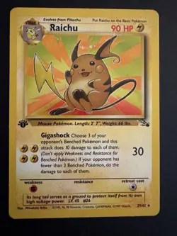 Pokemon Raichu 29/62 Base Set 1st Edition Non Holo Vintage WOTC - Image 1