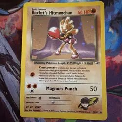 Pokemon TCG Rockets Hitmonchan Holo Rare Card 11/132 Gym Heroes Swirl NM - Image 2