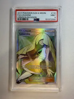 Lusamine 110/111 S&M Crimson Invasion Full Art Trainer PSA 9 Pokemon Card - Image 1
