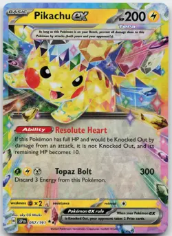 Pikachu ex 057/191 Double Rare Surging Sparks Pokemon Near Mint - Image 1