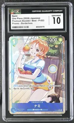 One Piece CGC 10 Japanese Nami P-053 Promo Boderless PRB-01 The Best Gem Mint - Image 1