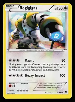 Regigigas 86/119 Holo Rare MISCUT ERROR Phantom Forces Pokemon Card - Image 1