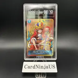 TAG GEM MINT 10 Monkey D Luffy P-043 P ONE PIECE Card Game Japanese PROMO 310 - Image 1