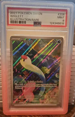 Pokemon TCG Wiglett 206/198 Scarlet & Violet Base Set Full Art Holo Card PSA 9 - Image 1