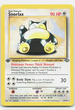 Snorlax (27) First Edition Jungle #27/64 Pokemon Card TCG Ken Sugimori LP - Image 1