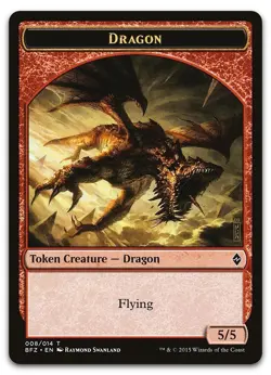 Dragon TOKEN Battle for Zendikar MtG NM 8/14 - Image 1
