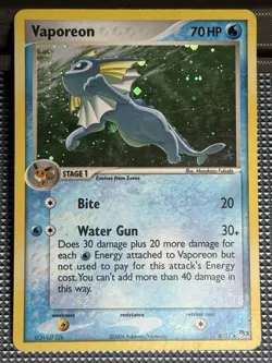 The Pokemon Company Vaporeon Holo Rare #6 POP Series 3 - Image 1