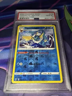 PSA 10 GEM MINT Pokemon TCG Vaporeon Vivid Voltage 030/185 Reverse Holo⭐Pop 101 - Image 1