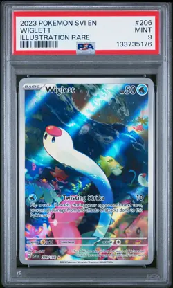 2023 POKEMON SVI EN-SCARLET & VIOLET ILLUSTRATION RARE #206 WIGLETT PSA 9 - Image 1