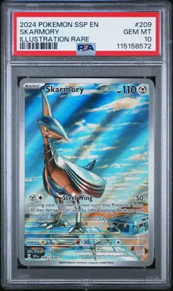 2024 POKEMON SSP EN-SURGING SPARKS ILLUSTRATION RARE #209 SKARMORY PSA 10 - Image 2