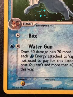 Vaporeon 6/17 POP Series 3 Promo Pokemon Card Holo Foil Rare LP - Image 5