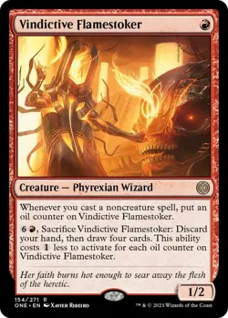 NM Vindictive Flamestoker, MTG, Phyrexia: One, Magic the Gathering, 154 - Image 1