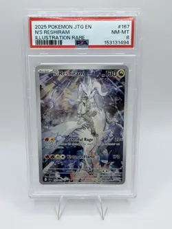 2025 POKEMON JTG EN-JOURNEY TOGETHER ILLUSTRATION RARE #167 N'S RESHIRAM PSA 8 - Image 1