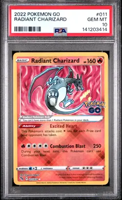 2022 POKEMON GO #011 RADIANT CHARIZARD PSA 10 - Image 1