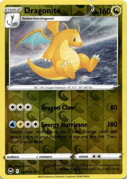 DRAGONITE 131/195 HOLO R SILVER TEMPEST POKEMON REVERSE HOLO MP - Image 1
