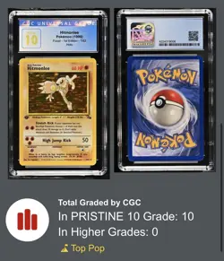 1999 Pokemon 1st Edition Fossil Holo Hitmonlee CGC 10 Pristine POP 10! - Image 3