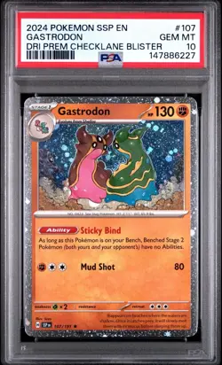 Pokemon SV08: Surging Sparks - Gastrodon 107/191 Rare Cosmos Holo PSA 10 POP 3 - Image 1