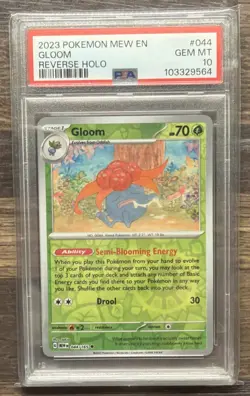 2023 POKEMON MEW EN-151 REVERSE HOLO #044 GLOOM PSA 10 - Image 1