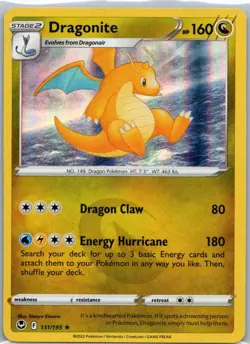 Pokemon TCG Dragonite 131/195 Silver Tempest Holo LP - Image 1