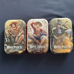 One Piece TCG OP-13 Tin Pack Set Vol. 2 Lot of 3-New/Sealed - Luffy, Sabo, Ace - Image 1