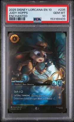 2025 DISNEY LORCANA EN 10-WHISPERS IN THE WELL ENCHANTED #235 JUDY HOPPS PSA 10 - Image 1