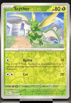 Scyther 004/197 Pokemon Reverse Holo Obsidian Flames NM Pack Fresh - Image 1