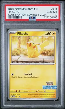 2025 POKEMON SVP EN-SV BLACK STAR PROMO ILLUSTRATION CONTEST 2024 PIKACHU PSA 10 - Image 1