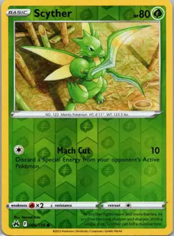 Pokemon TCG Scyther 006/159 Crown Zenith Rev Holo NM - Image 1
