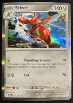 Scizor 141/197 Holo Rare Obsidian Flames Pokemon Card - Image 1