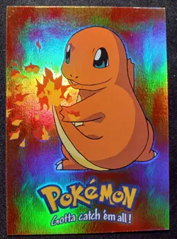 1999 Topps Pokemon First Movie Rainbow Foil E4 Charmander First Prints Blue Logo - Image 1
