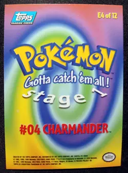 1999 Topps Pokemon First Movie Rainbow Foil E4 Charmander First Prints Blue Logo - Image 2