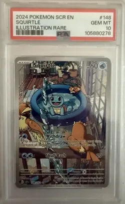 2024 POKEMON SCR EN-STELLAR CROWN ILLUSTRATION RARE #148 SQUIRTLE PSA 10 - Image 1