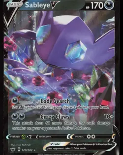Sableye V 120/202 Holo V Rare Sword & Shield Pokemon Near Mint - Image 1
