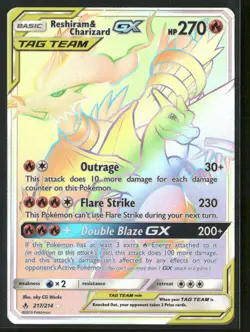 Reshiram & Charizard GX (Secret) 217/214 Holo - Pokemon TCG SM - Unbroken Bonds - Image 1