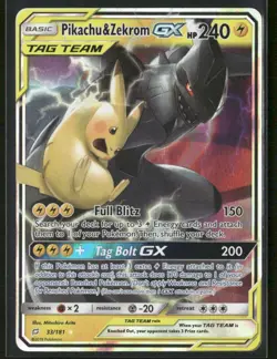 Pikachu & Zekrom GX 33/181 Holo - Pokemon TCG SM - Team Up - Image 1