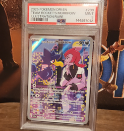 Pokemon Team Rocket's Murkrow Illustration Rare Sv10 Holo 200/182 PSA 9 2025 EN - Image 1