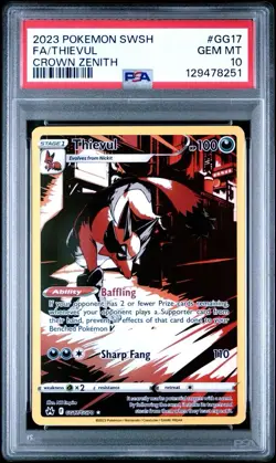 2023 Pokemon Crown Zenith #GG17 Full Art Thievul PSA 10 Card GEM MINT Free Ship - Image 1
