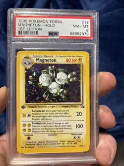 1999 Pokemon Fossil 1st Edition Magneton - Holo PSA 8 - Image 1