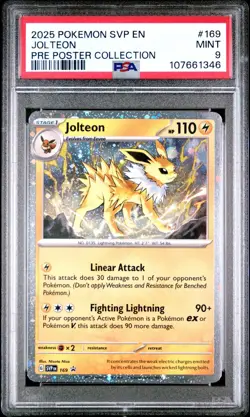 2025 POKEMON SVP EN-SV BLACK STAR PROMO 169 JOLTEON PSA 9 - Image 1