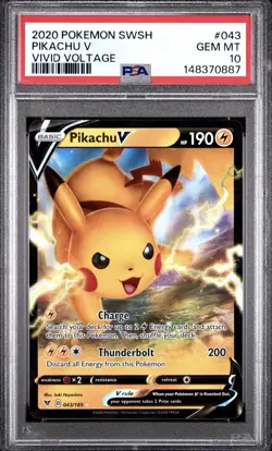 PSA 10 Pikachu V 043/185 Pokemon Vivid Voltage - Image 1