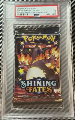 2021 Pokemon Int'l Shining Fates Charizard PSA 7 Foil Booster Pack NM Free Ship! - Image 1